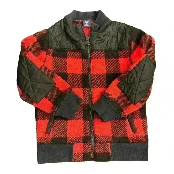 Baby Gap Buffalo Plaid Jacket Coat - Toddler Size 5 - Red Black Winter Outerwear - Picture 1 of 7